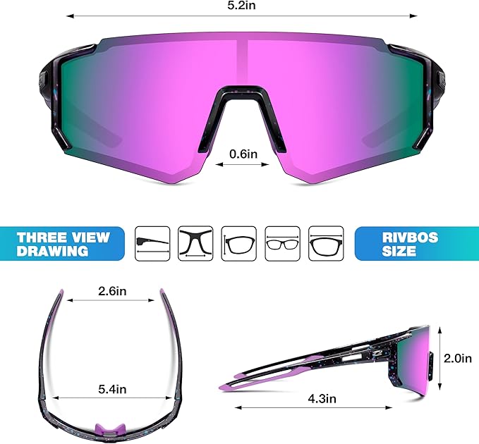 RIVBOS Youth Baseball Sunglasses for Kids(Boys&Girls) Polarized UV Protection Cycling Glasses RYS008