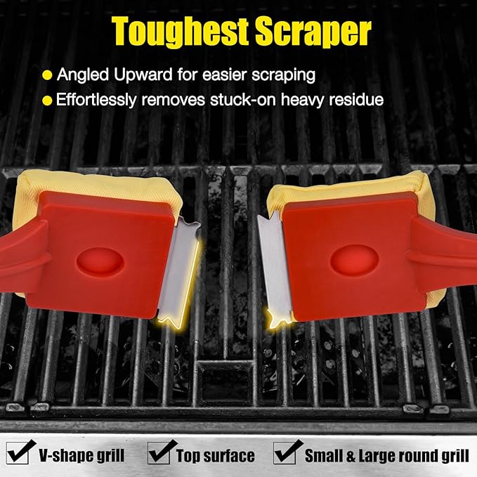 Grill Brush Bristle-Free – Steam Cleaning – Includes 2 Extra Brush Head – Heavy-Duty Barbecue Scraper,Red