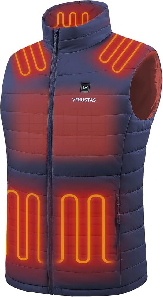 Venustas Men's Heated Vest with Battery, Up to 20 Hours of Warmth, Winter Quilted Vest for Outdoor