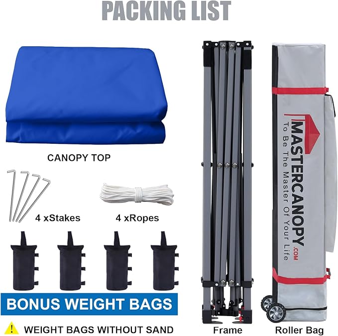 MASTERCANOPY Heavy Duty Pop-up Canopy Tent with Sidewalls (8x8,Blue)