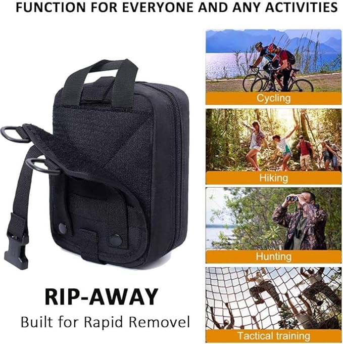 74 Piece Camping First Aid Kit Ifak Trauma Kit, Molle Tactical First Aid Kit Refill Supplies for Survival Camping Hiking Travel (Orange)