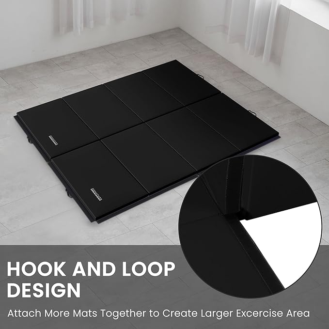 Folding Exercise Gymnastics Mat 10'x4'x2" Gym Workout Mat with Carrying Handles High-Density Anti-Tear Portable Fitness Aerobics Mats for Home Gym Yoga Pilates Tumbling MMA Core Training, Multiple Colors