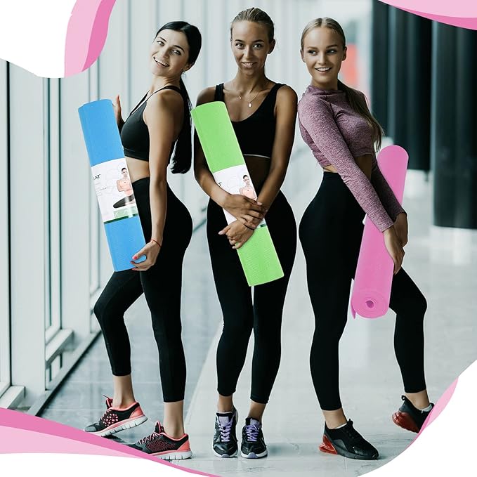 Amylove 12 Pieces Yoga Mats Bulk 68x24x0.12 Inch Exercise Non Slip Fitness Workout Mats for Women Men Home Workout Gym Yoga