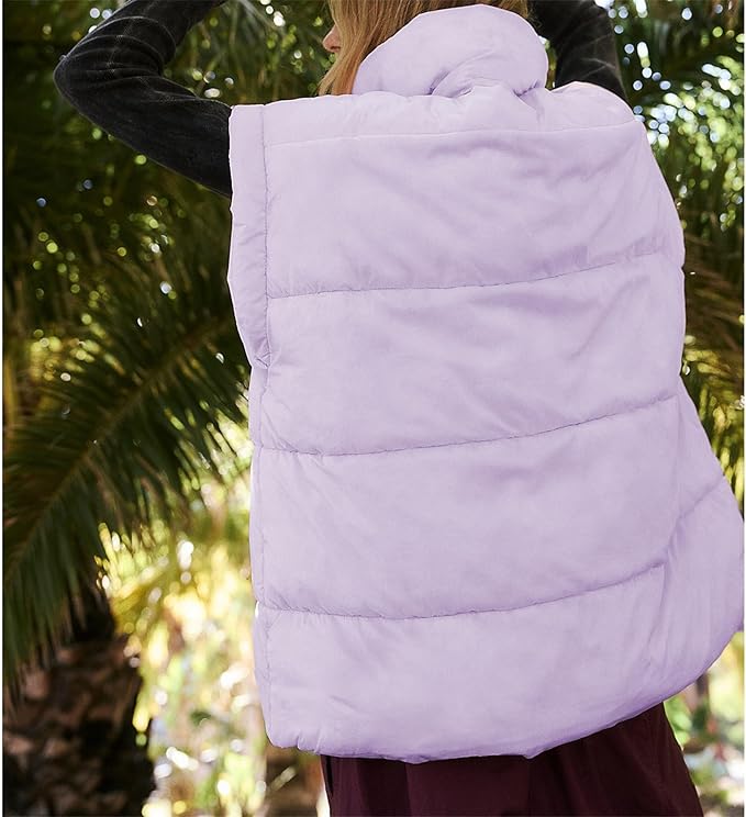 Ainangua Women's Puffer Vest Stand Collar Zipper Sleeveless Jackets Winter Lightweight Vests Warm Padded Jacket Coat