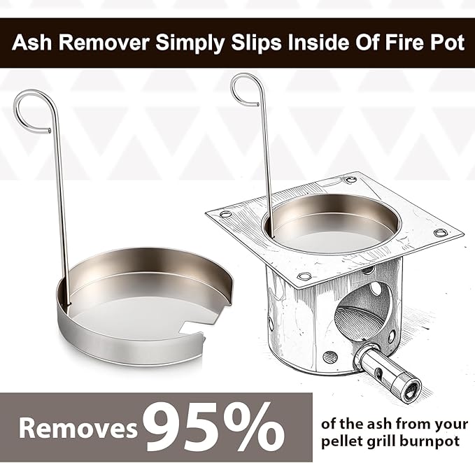 2 Pack Ash Remover Compatible with Pit Boss Camp Chef Pellet Grill Burn Pot Stainless Steel Pellet Grill Burn Pot Cleaning Accessories Ash Away Cleaning Ash Remover for Burner Gridiron