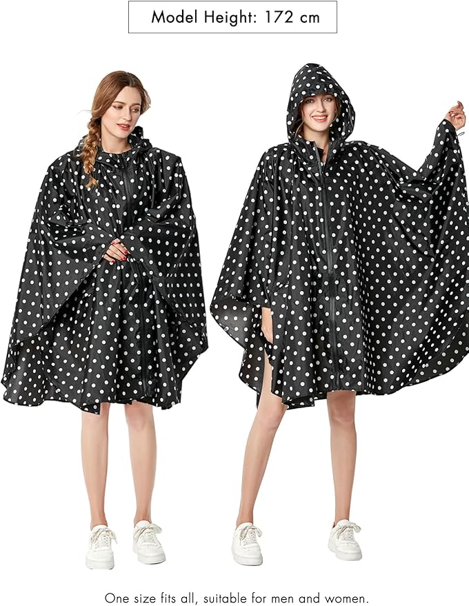 ANYOO Waterproof Rain Poncho Lightweight Reusable Hiking Hooded Coat Jacket for Outdoor Activities