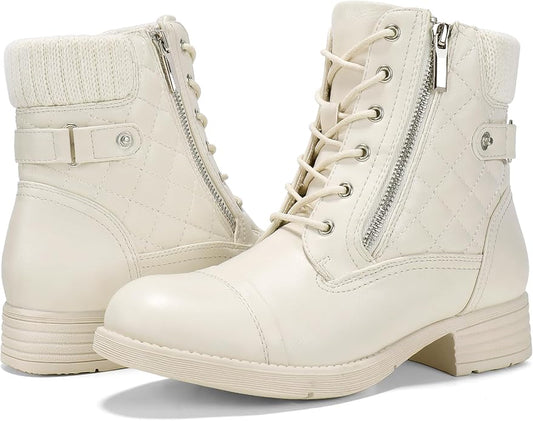STQ Women's Combat Boots Lace up Ankle Booties