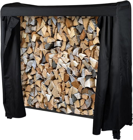 Bettermade Firewood Rack, 4ft firewood rack outdoor with cover for wood storage, Heavy Duty Weather Resistant firewood holder for Outdoor Indoor, Easy to Assemble