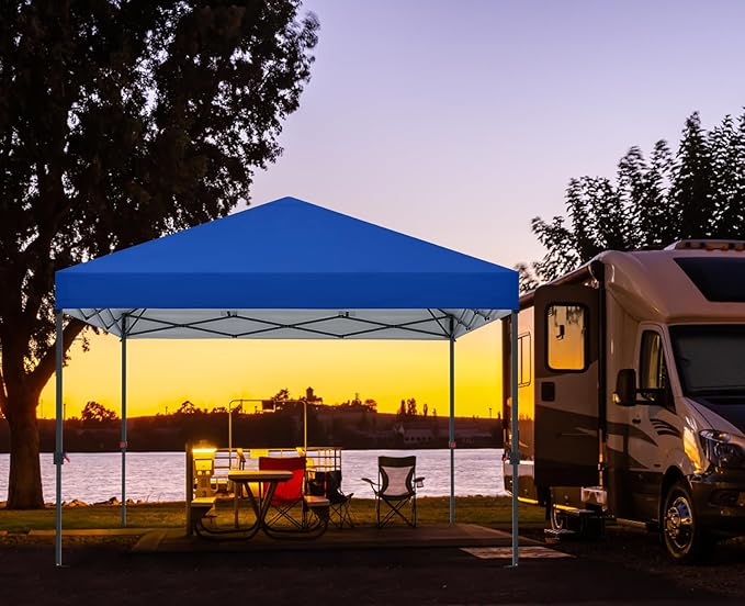 COOSHADE Pop Up Canopy Tent 10x10 with 2 Sidewalls, Outdoor Shade Instant Canopy Tents(Royal Blue)