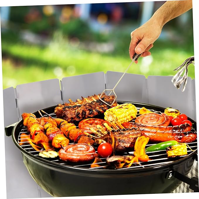 Outdoor Aluminum Alloy BBQ Windshield Cooking Shield for Camping Picnics Lightweight Durable Reduces Wind for Efficient Grilling