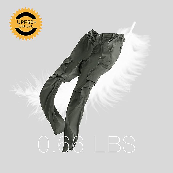 Gash Hao Mens Hiking Convertible Pants Outdoor Waterproof Quick Dry Zip Off Lightweight Fishing Pants