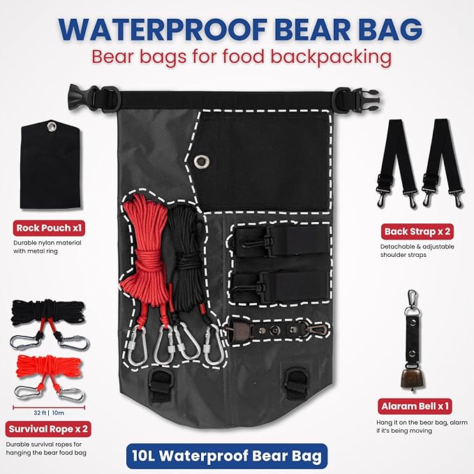 Bear Bags for Food Backpacking Hanging System Bear Canister for Backpacking Food Bag Camping Bag Hiking, Camping