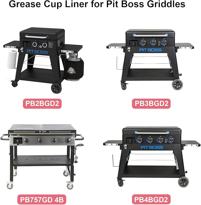 10-Pack Grill Grease Cup Liners for Pit Boss 2/3/4 Burner Gas Griddles Disposable Aluminum Pans Liners Compatible with Country Smoker 4 B and Blue Rhino Razor GGC1643M GGC1643L GGC2241L Grill