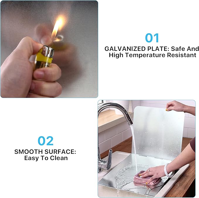 4 Sided Splatter Guard, Foldable Stainless Steel Grease Splatter Screen, Anti Splatter Splash Guard, Proof Baffle Stove Heat Insulation Sheet for Cooking