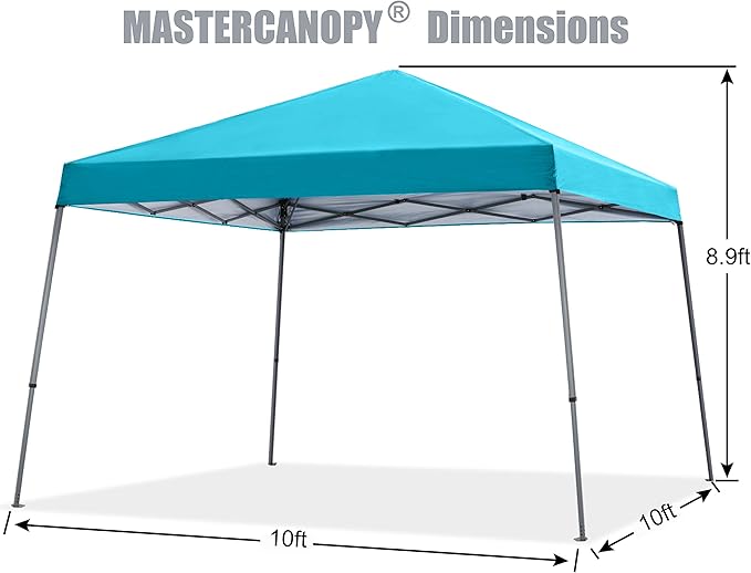 MASTERCANOPY Portable Pop Up Canopy Tent with Large Base (10x10,Turquoise)