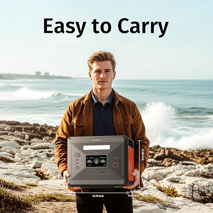 Greenery Portable Power Station 2500W/2304Wh LiFePO4 Battery With 400W Panel, Solar Generator with Fast Charge, Emergency Power for Home & Outdoor Power Supply