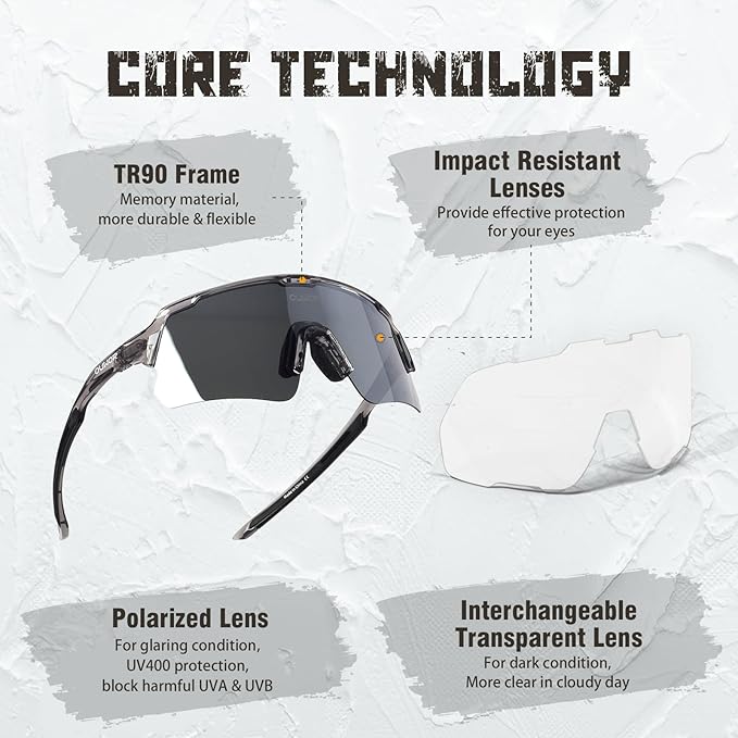 Polarized Cycling Glasses for Men Women Youth, UV400 Mountain Bike Sunglasses for Bicycle Mtb Running Fishing Baseball
