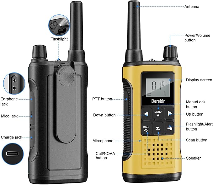 Walkie Talkies Long Range for Adults-4 Pack Rechargeable Walkie Talkies 22 FRS Channels 2-Way Radios with NOAA Weather Alert,VOX,Flashlight and 1500mAh Li-ion Battery for Family Camping Hiking