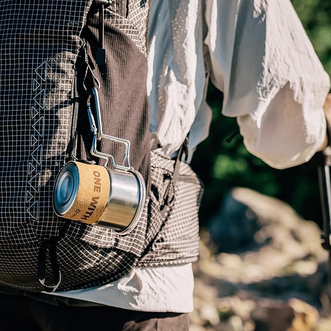 Alocs Camping Mug - Stainless Steel Travel Coffee Mug - Camping Coffee Mugs with Foldable Handle - 10 oz Camping Cup with Lids - Portable Travel Mug for Outdoor Backpacking Hiking Climbing Climbing