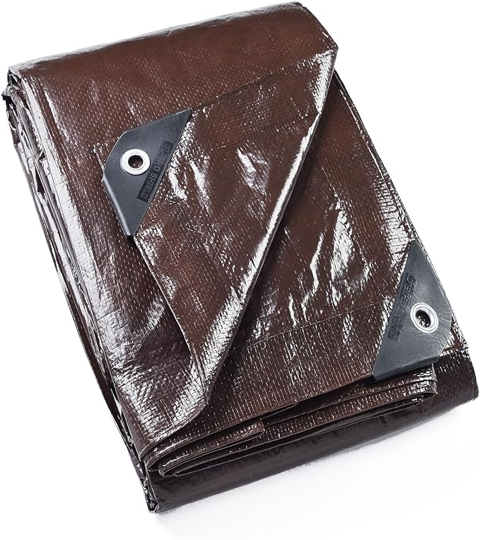 GUARD SHIELD Brown Tarp 8x12 Feet Waterproof Tarps Lightweight Camping Tarp Outdoor Multi Purpose Poly Cover 6mil
