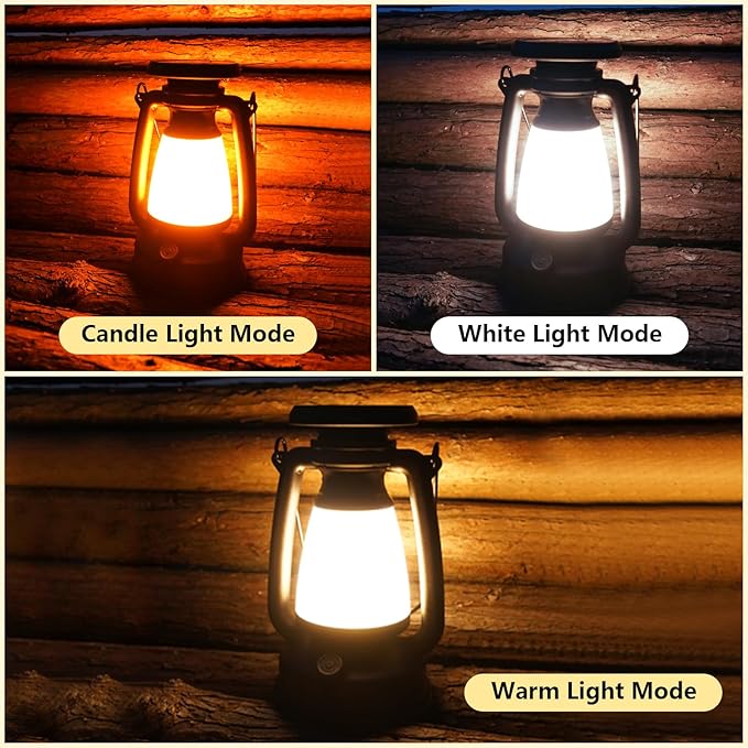 4000mAh Classic Solar-Powered Rechargeable Camping Lantern: Vintage Style for Hiking, Hunting, and Fishing. Brightness Adjustable and eco-Friendly for Outdoor Adventures. (1)