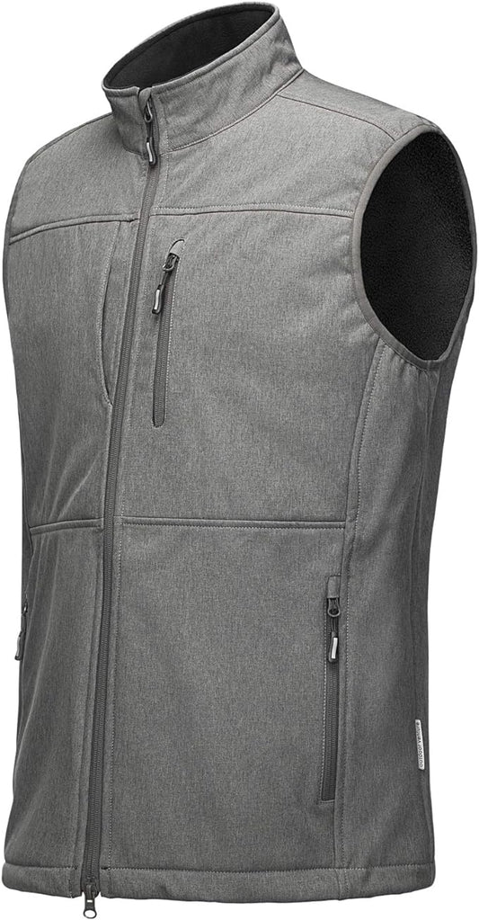 Outdoor Ventures Men's Running Vest Outerwear, Lightweight Windproof Fleece-Lined Softshell Sleeveless Jacket for Golf
