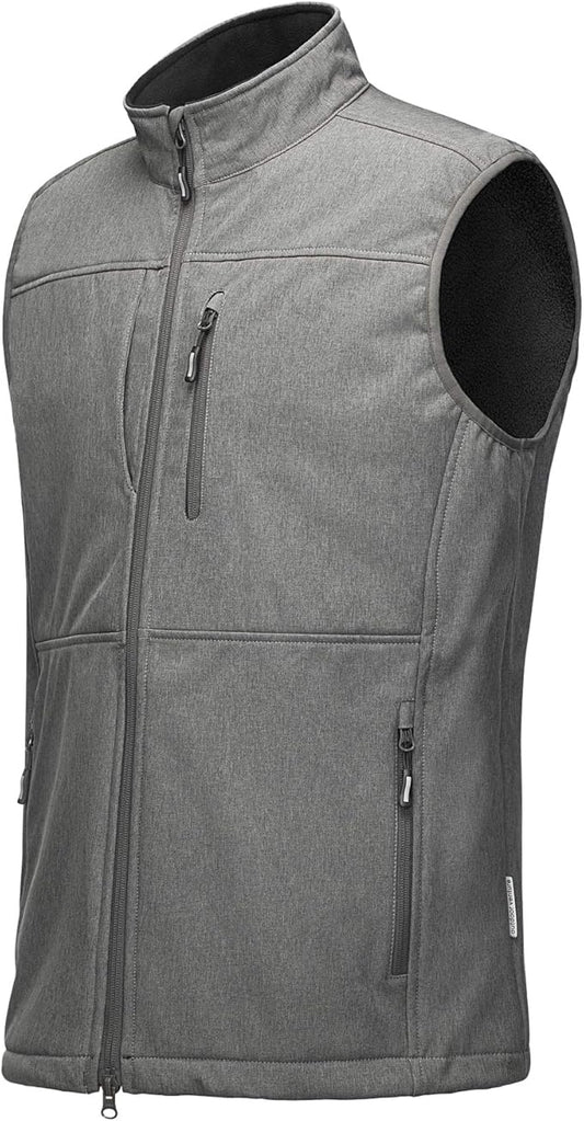 Outdoor Ventures Men's Running Vest Outerwear, Lightweight Windproof Fleece-Lined Softshell Sleeveless Jacket for Golf