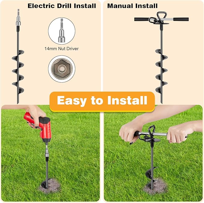 Heavy Duty Dog Tie Out Stake Kit - 30ft Tether with Ground Anchor, Brush, Handle, Storage Bag & Drill Bit - Secure Outdoor Pet Containment for Yard, Camping(Black)