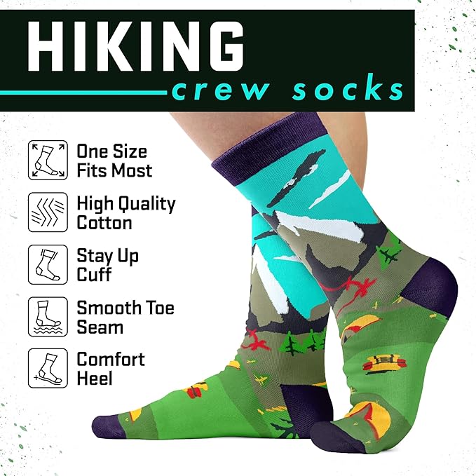 Hiking Socks - Perfect Outdoor Gifts for Outdoorsy Men and Women, Funny Christmas Socks for Hikers, Ideal Fitness Stocking Stuffers, Hiking Must-Haves, Essential Sports Accessories, Unique Hiker Gifts