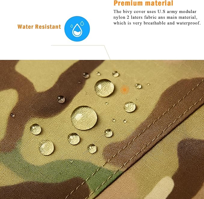 MT Military Nanovee Bivy Cover – Lightweight Army Modular Sleeping Bag System Shell, Summer Sleeping Gear or Layered Cold Weather Protection