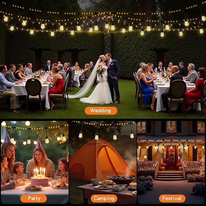 63FT Multi-Function Solar LED String Lights for Outdoor Use - 13 Lighting Modes | Waterproof IP65 | Remote Timer | Perfect for Christmas Decor | Warm White | Transparent Wire Design