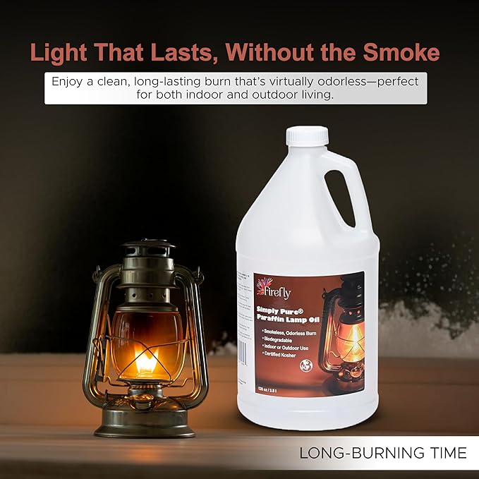 Firefly Kosher Odorless Paraffin Lamp Oil - Smokeless, Virtually Odorless, Long-Lasting- 1 Gallon