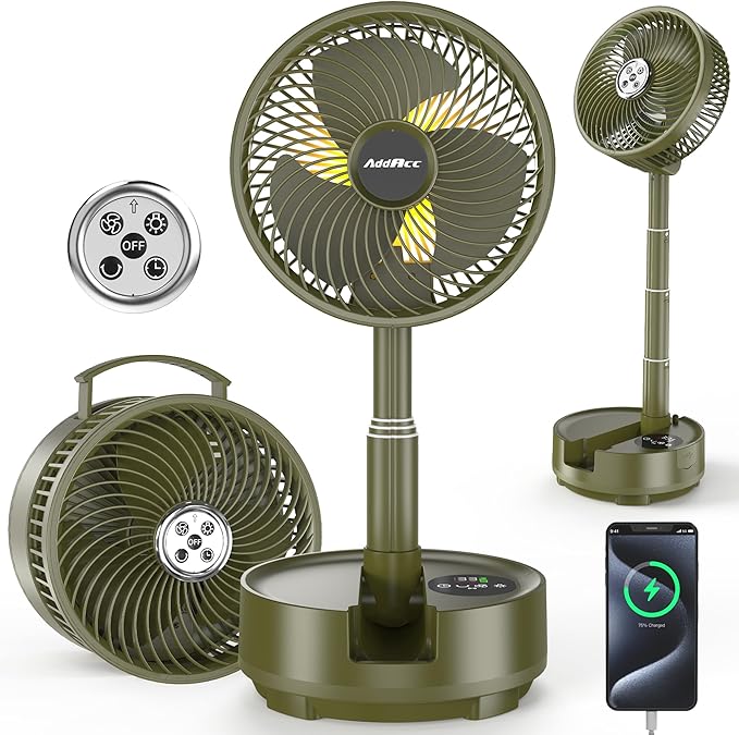 20000mAh Battery Operated Fan, Rechargeable Portable Fan, 112H Run, 9 Speeds Oscillating with Remote, Battery Powered with Timer & Light for Travel Cruise Essentials RV Outdoor Power Outage