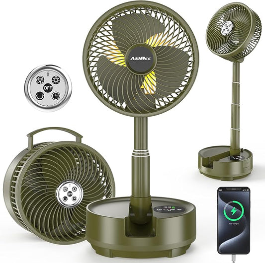 20000mAh Battery Operated Fan, Rechargeable Portable Fan, 112H Run, 9 Speeds Oscillating with Remote, Battery Powered with Timer & Light for Travel Cruise Essentials RV Outdoor Power Outage