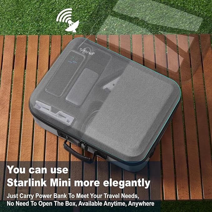 Starlink Mini Case, Hard Travel Carrying Case Rain proof for Starlink Mini, Compatible with 6.5 x 2.36 x 2.36 in Power Banks (Anker 737/A1340), Compact Size Holds More Accessories