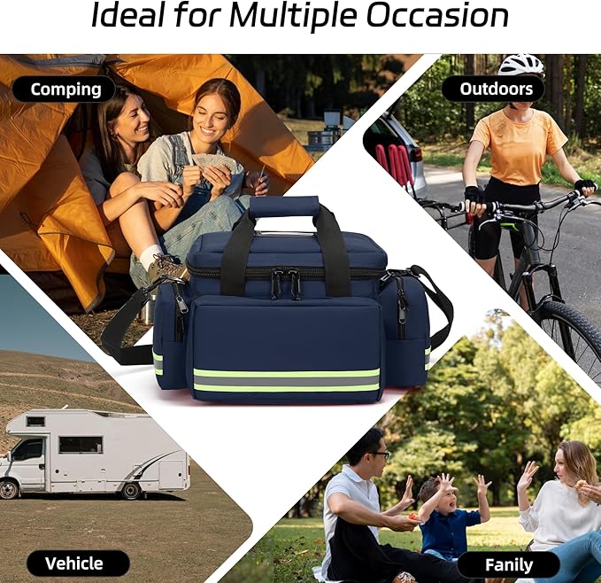 Medical Bag Empty Emergency Bag Medical Bag Organizer Professional First Responder Trauma Bag，First Aid Bagwith Detachable Dividers Medical Bag for Nurses,Home Health Care, EMT(Bag Only)