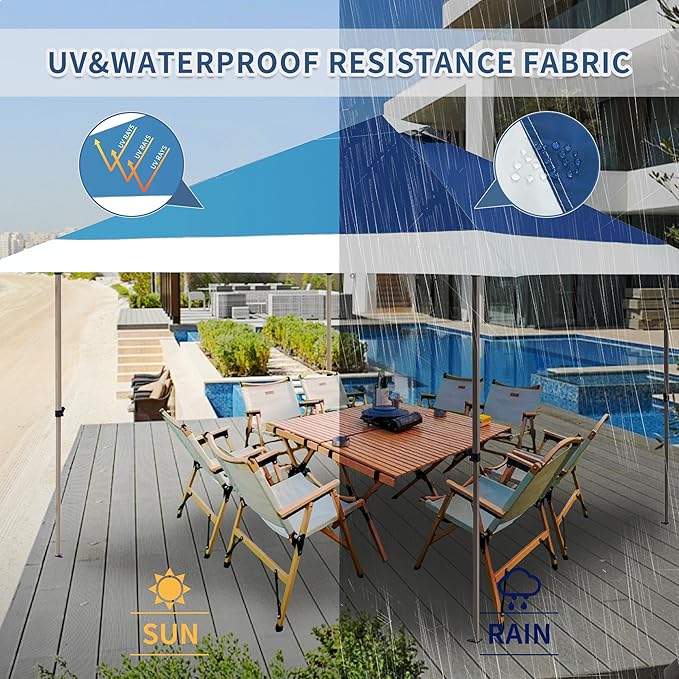 OUTDOOR LIVING SUNTIME 13x13 Instant Easy Pop Up Canopy,Portable Commercial Gazebo Camping Gazebo Tent Shelter with Wheeled Roller Carry Bag, Bonus Weight Sandbags, Stakes, Ropes - Navy