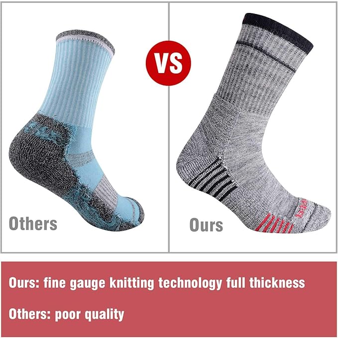 FEIDEER Men's Hiking Walking Socks, Multi-Pack Wicking Cushioned Outdoor Recreation Hiking Socks