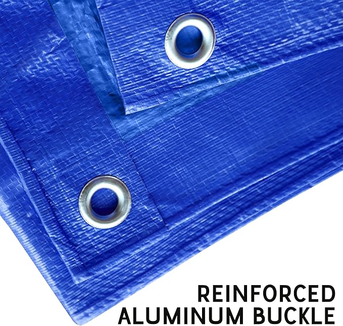 STARPYNG-7 Mil Blue 12x16 Feet Tarp-Multifunctional Blue Waterproof Tarpaulin-Waterproof, UV Resistant, Rip and Tear Resistant, Poly Tarpaulin with Reinforced Edges for Cover