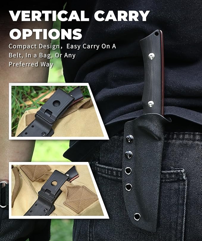 4.3-inch Fixed Blade Knife with Sheath，D2 stainless steel blade, double colour G10 handle,Outdoor Camping knives