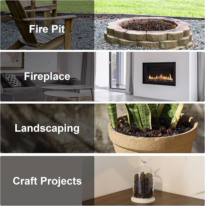 Stanbroil 10-Pound Fire Glass - 1/2 inch Polygon Fire Glass for Fireplace Fire Pit and Landscaping, Amber