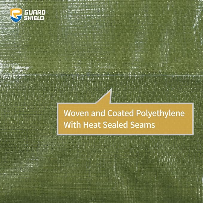 GUARD SHIELD Heavy Duty Tarp 30x30 Feet Green Multi Purpose Thick Waterproof Poly Tarp Cover 10mil