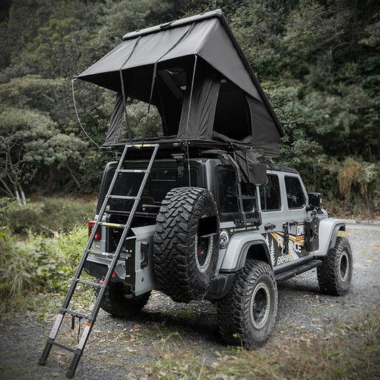 Roof Top Tent Hardshell Rooftop Tents with Ladder, Outdoor 2-3 Person Car Overland-Tents Camping for Van Jeep SUV Truck,Black