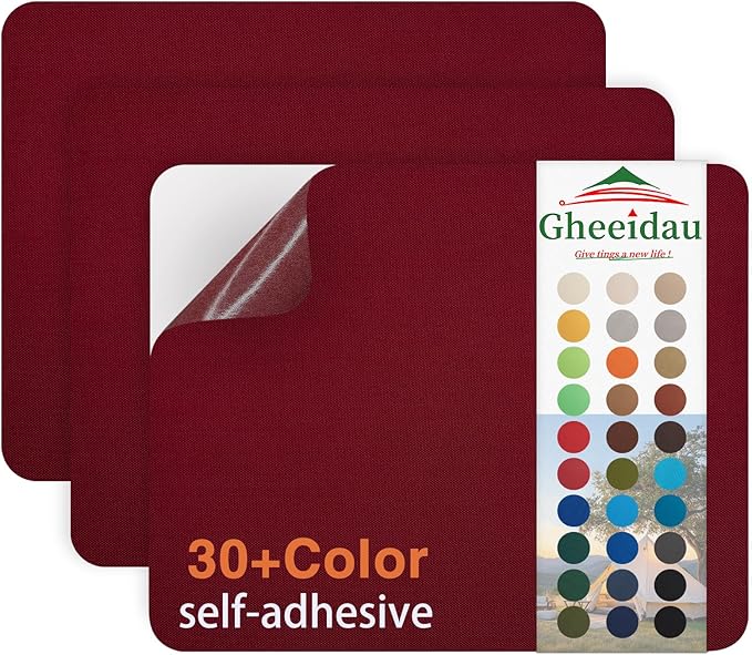 Canvas Repair Patch 9×11 Inch 3Pcs Waterproof Self-Adhesive Fabric Repair Patch for Tents,Boat Cover,Pop Up Canopy,Patio,Bags,Car Seats,Sofas,Furniture Cover(Burgundy)