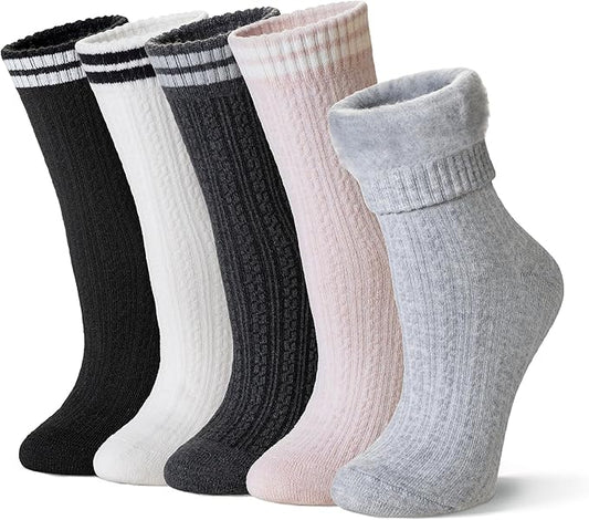 Velice Winter Warm Thermal Socks for Women Extra Thick Insulated Heated Crew Boot Socks for Cold Weather 5 Pairs