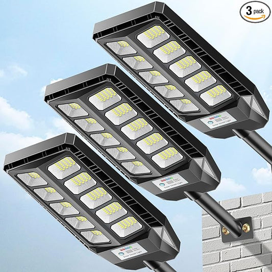Solar Lights Outdoor for Outside, IP66 Waterproof Solar Outdoor Lights, 6500K Dusk to Dawn Led Security Flood Lights Motion Sensor with Remote Control for Yard, Entryway, Garage 3 Pack
