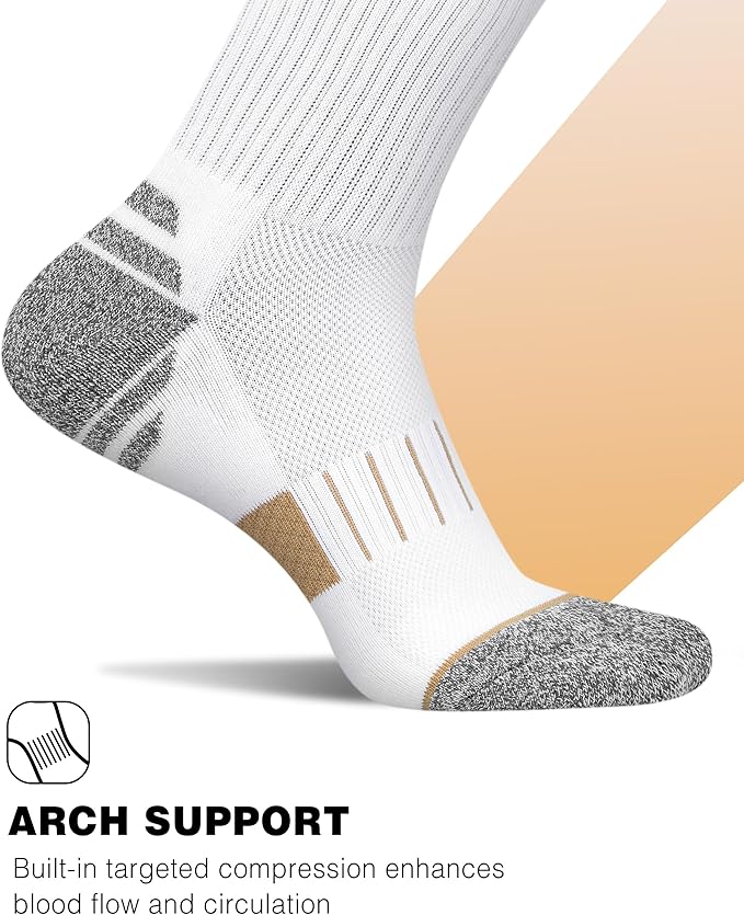 Crew Socks for Women,Athletic Hiking Running Compression Socks with Cushioned Support 3-6 Pairs