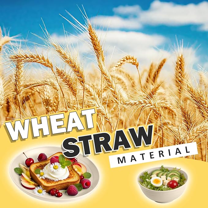 Wheat Straw Dinnerware Sets for 8, 32 PCS Unbreakable Plates and Bowls Sets, Kitchen Dish Set - Dinner Plate/Dessert Plate/Cereal Bowl/Cup, for Outdoor Camping RV Apartment Essentials - Beige
