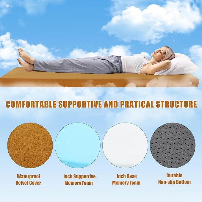 BALAPET Memory Foam Camping Mattress for Outdoor Sleeping, Porable 3" Thickness Roll Up Camping Mattress Pad Mat for Travel Truck Bed Tent