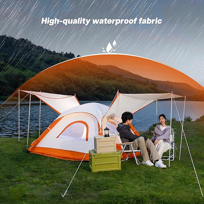 Automatic Large Tent for Camping 4 Person, Waterproof Tents for Camping, Windproof Inflatable Tents with Mosquito Screen Window, Camping Tent for Traveling, Beach